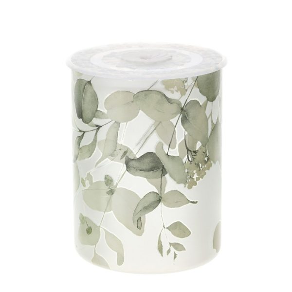 Hervit Sfera vetro con decoro foglie rosso Botanic + scatola in rega